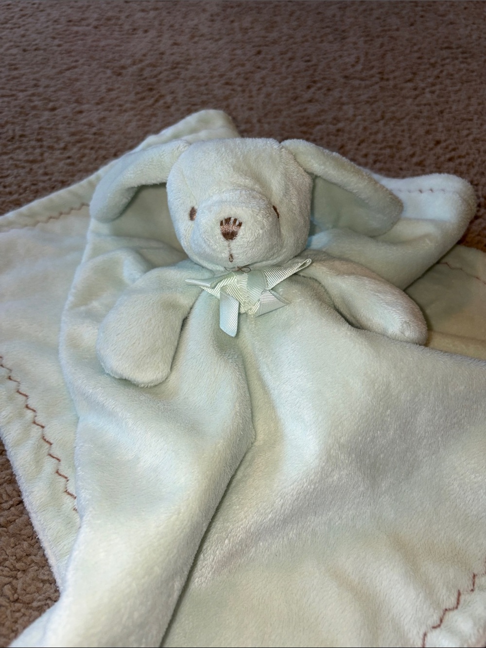 Blankets & Beyond Mint Green Bunny Soft Plush Lovey